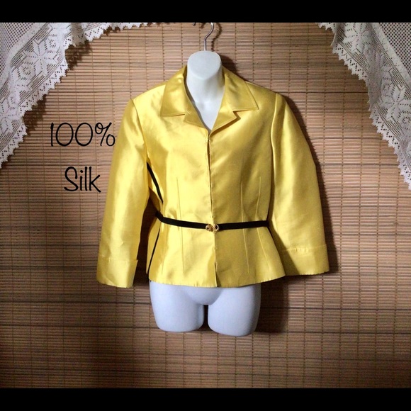 💵Carlisle 100% Silk jacket, black optional belt, pretty, flattering, price drop - Picture 4 of 15